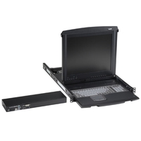 KVT419A-1IP: US Keyboard, VGA, PS/2, USB, w/ 1-port switch + 1x IP access, 19"